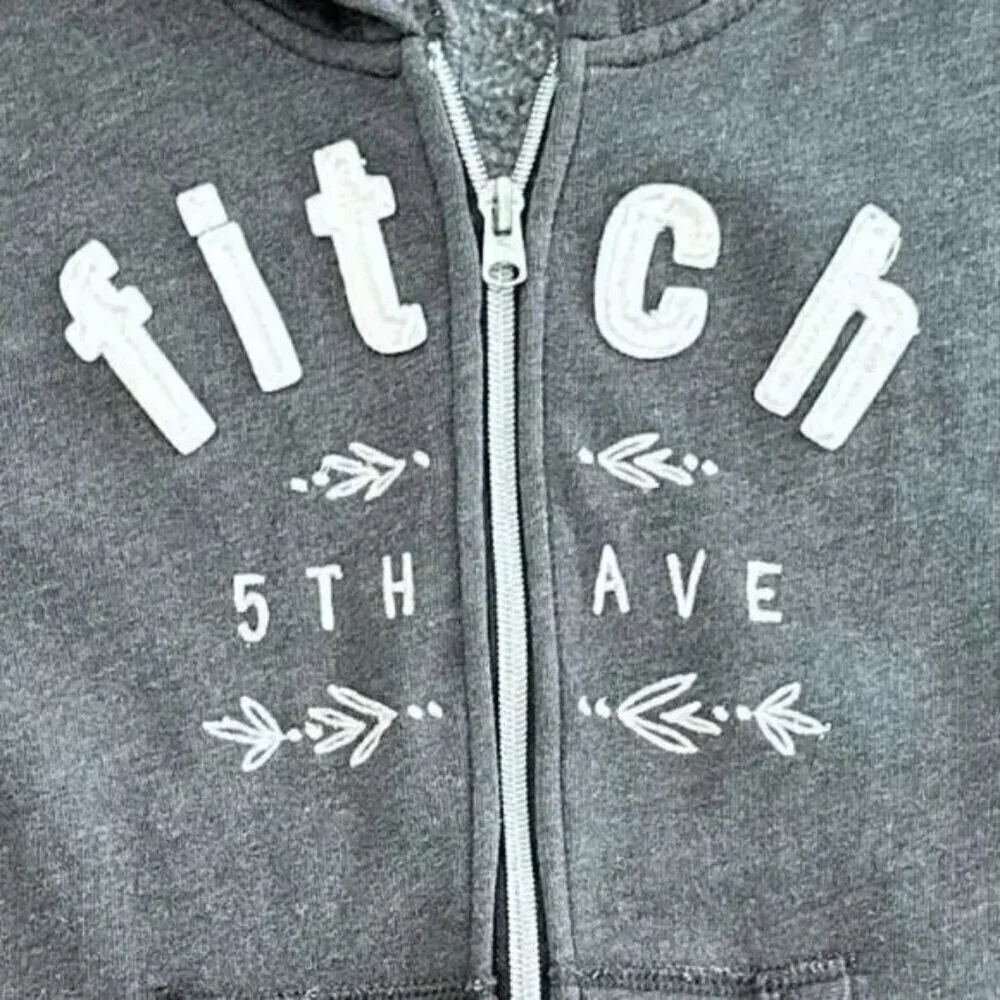 Abercrombie Kids Gray Zip Hoodie Girls L 14 Fitch 5th Ave School Sweatshirt